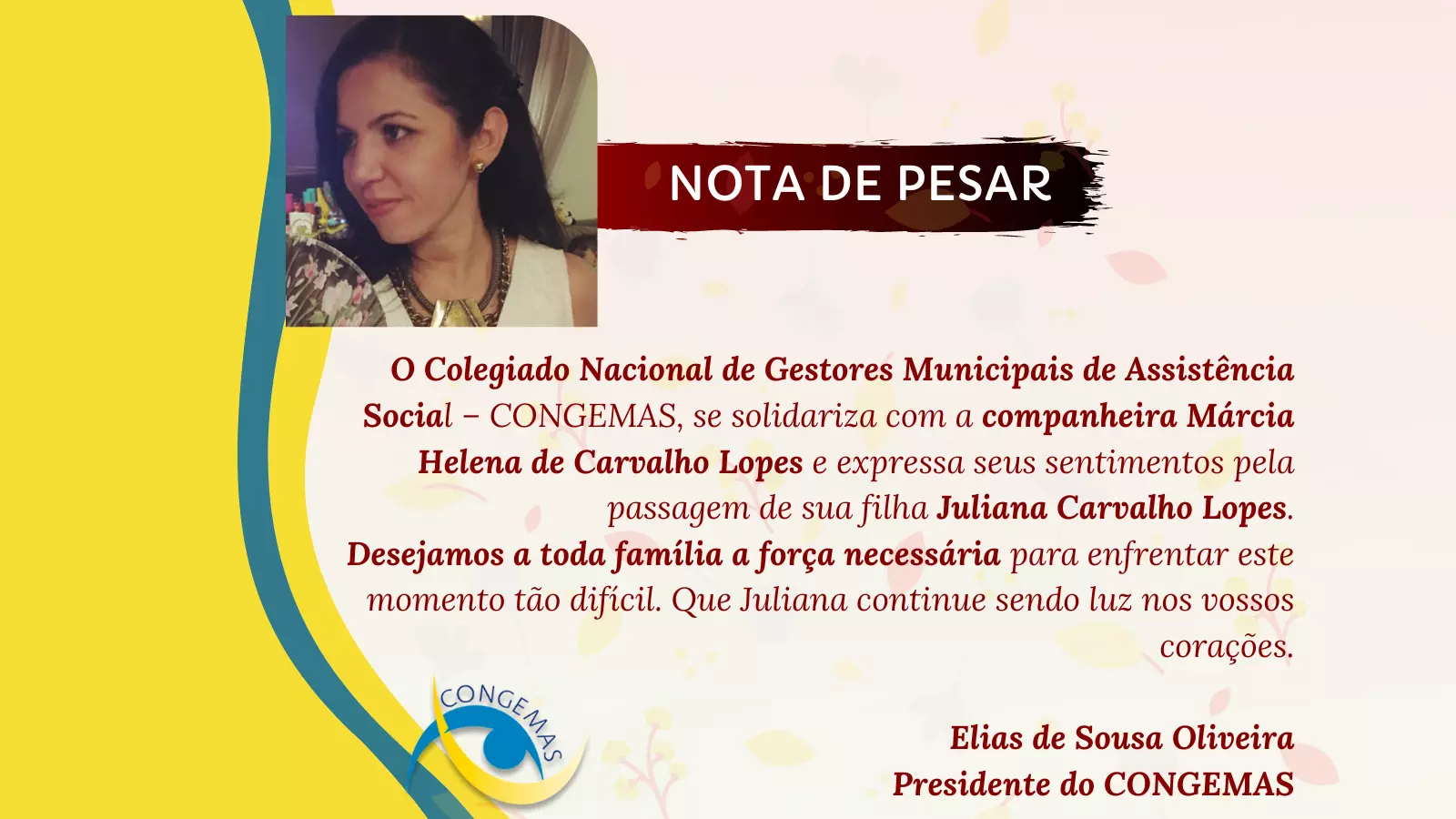 NOTA DE PESAR Juliana de Carvalho Lopes